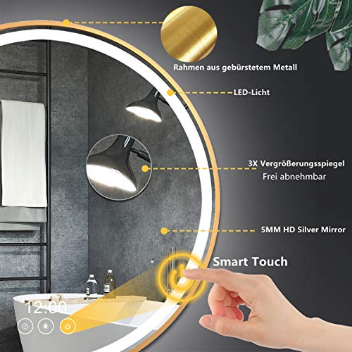 60 cm ronde badkamerspiegel - LED badkamerspiegel met digitale klok, LED-licht, touch-schakelaar - Image 7