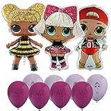 LOL Surprise Partydekoration Folienballon-Set LOL Surprise Diva ,Queen Bee, Swag mit Latexballons Luftballons Folienballon Party Dekoration Geburtstag (Diva/Swag/LOL)