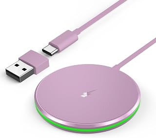Magnetic Wireless Charger 15W Ultra-Fast Apple Mag-Safe Charger for iPhone 16/16 Pro/16 Plus/16 Pro Max/15/14/13/12 Series Magnet Charging Pad with Sleep-Friendly Ligh for AirPods 3/2/Pro(Pink)