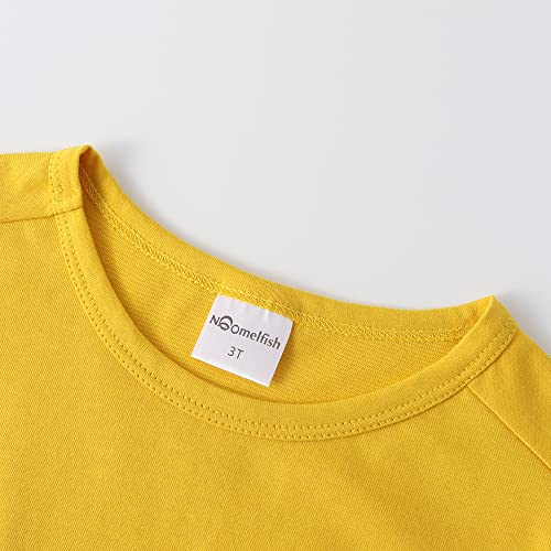 Noomelfish Girls Short Sleeve Heart Pocket T-Shirts Casual Cotton Tee Tops Blouse, Gold Yellow, Size 9-10 Years #TOP3