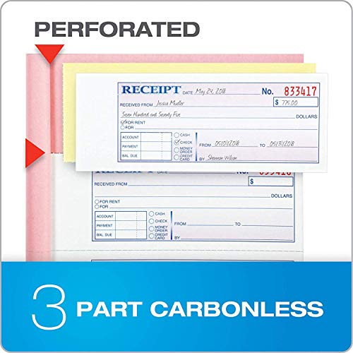 Adams Money And Rent Receipt Books New Color Cover, 3 Part Carbonless, 3 Pack, 7-5/8" X 10-7/8", Spiral Bound, 100 Set Book, 4 Receipts Per Page Reciept Book Booklet (Tc1182 -E) #TOP3