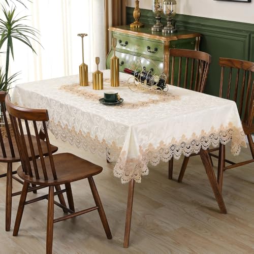 Nappe en dentelle rectangulaire kaki 130x180 cm pour table à manger