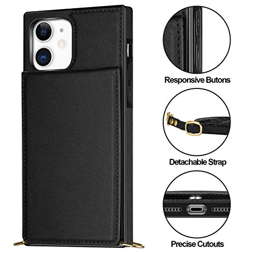 Vofolen for iPhone 11 Case Wallet with Card Holder RFID Blocking Crossbody Adjustable Strap Magnetic Clasp Heavy Duty Shockproof Protective Leather Flip Cover for iPhone 11 Phone Case for Women-Black by Vofolen - Image 4