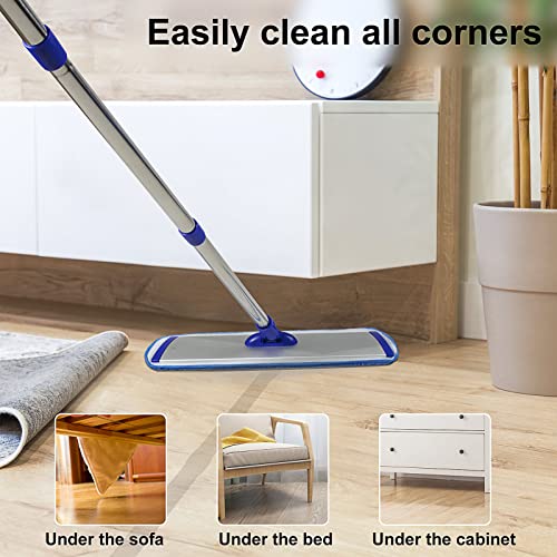 18" Microfiber Mops For Floor Cleaning,Microfiber Mop With 2 Dry Pads & 2 Wet Pads & 1 Pad Brush And A Mop Storage Unit,Microfiber Mops For Hardwood,Tile,Vinyl, Laminate,Floor Cleaning #TOP1