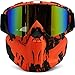 Motorcycle Goggles Removable Face Mask, PP PICADOR Detachable Motocross Windproof Waterproof Dustproof UV Protective Sports Goggles for Dirt Bike, Road Racing, ATV Helmet,Adult,Youth(Orange)
