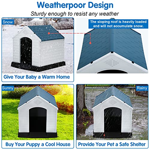 image for BLKMTY Dog House Outdoor Doghouse for Small Dog House All Weather Plas