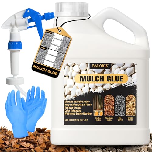 BALORIZ 35oz Mulch Glue for Landscaping, Rock Glue & Gravel Binder for Landscaping, Gravel Glue with Sprayer for Landscaping, Pea Gravel & Bark, Strong Stabilizer & Stone Glue Adhesive by BALORIZ - Used condition - US$13.67