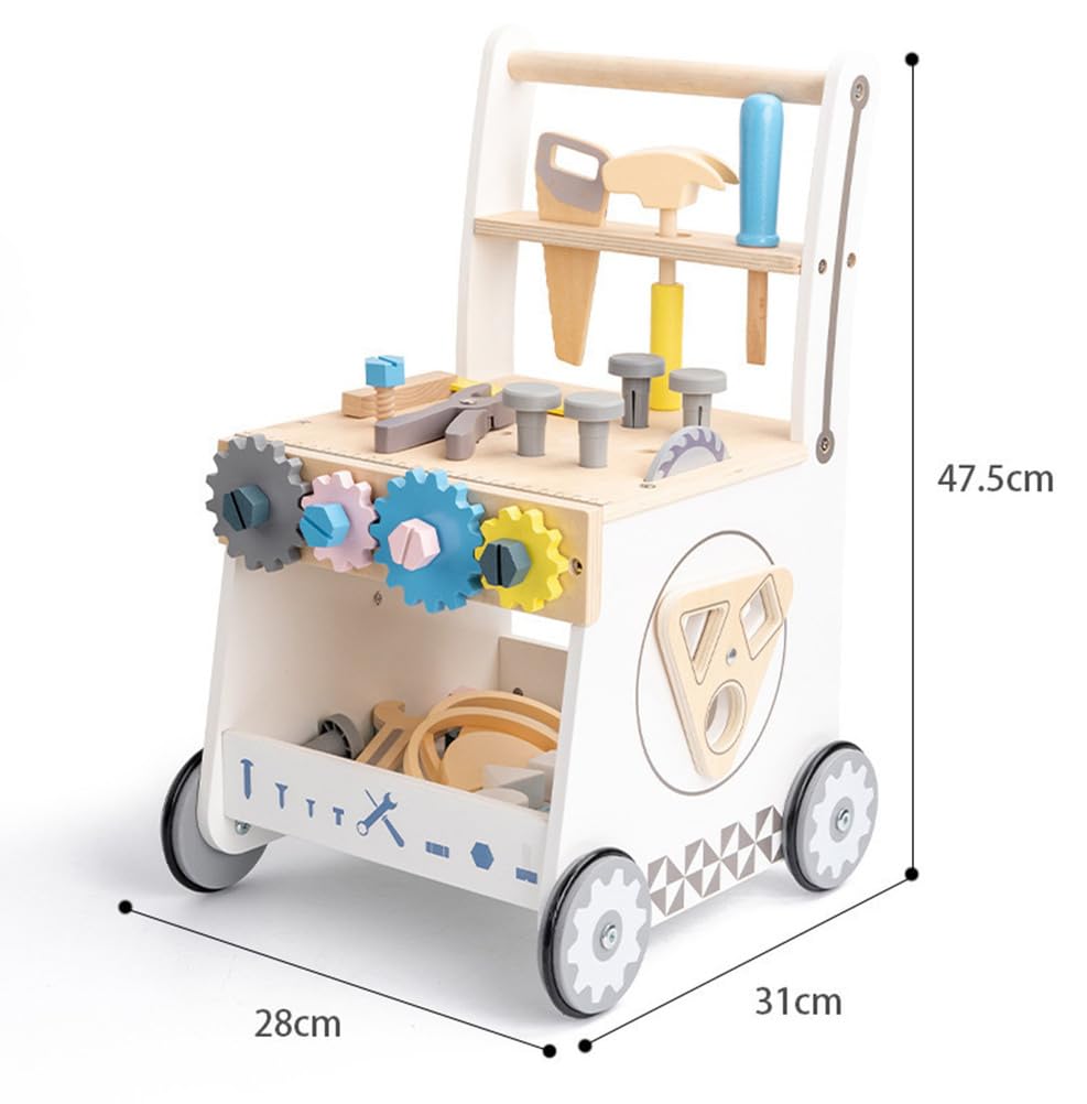 Holz-Lauflernwagen für Kleinkinder, Werkzeugbank-Spielzeug mit Schrauben und Muttern