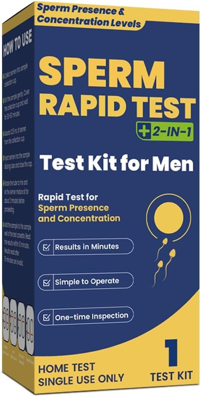 Sperm Test Kit for Men, 2-in-1 Sperm Check Fertility Screening with At-Home Semen Analysis, Accurate Semen Concentration Result in Minutes for Fertility Planning, Easy to Use