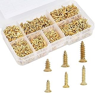 Self Tapping Screw Kit 1200Pcs Screw Self Drilling Screws Set Self Drilling Screws Kit Cross Pan Head Screws Flat Head Wood Self Tapping Screws with Storage Box for Door Hinges Repairs DIY Project
