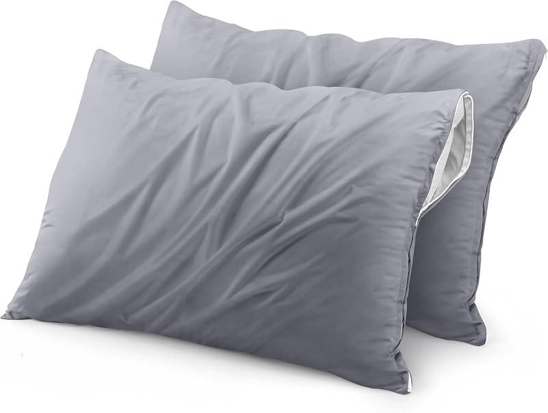 Juego de 2 protectores de almohada con cremallera de 20.0 x 20.0 in, fundas de almohada | Fundas de almohada impermeables, a prueba de chinches y ácaros del polvo, funda de almohada decorativa para cama exterior/interior de Utopia Bedding, gris