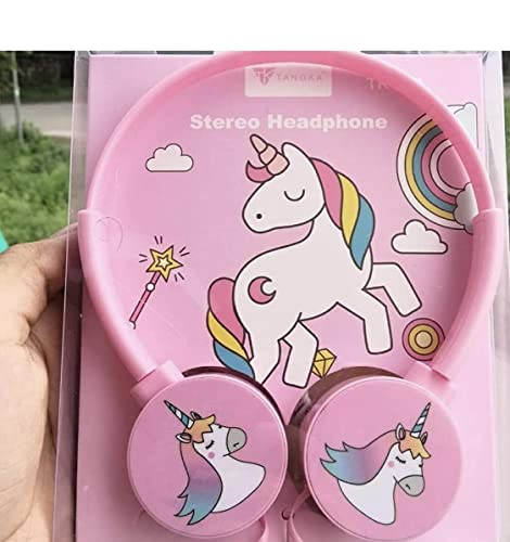 ASWORLD Unicorn Girls Wired Headphone 3.5mm Jack Wired Headset (Pink, On The Ear)