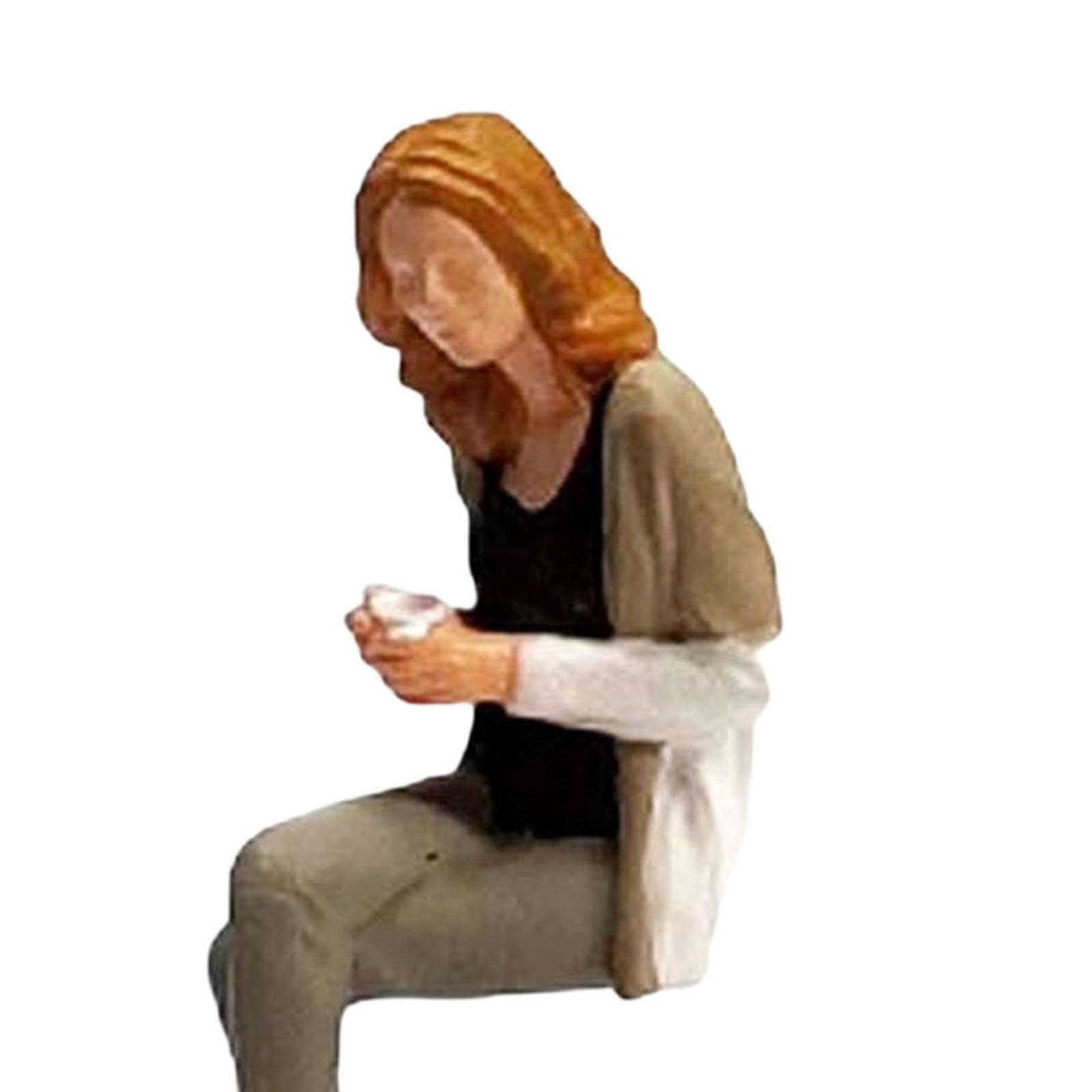 2 Pezzi Figure Persone Miniatura Modellini Personaggi Accessori Diorama Scenari Resinato Adatto per Decorazione Casa Educazione Gioco Fotografia Colle, Kaki