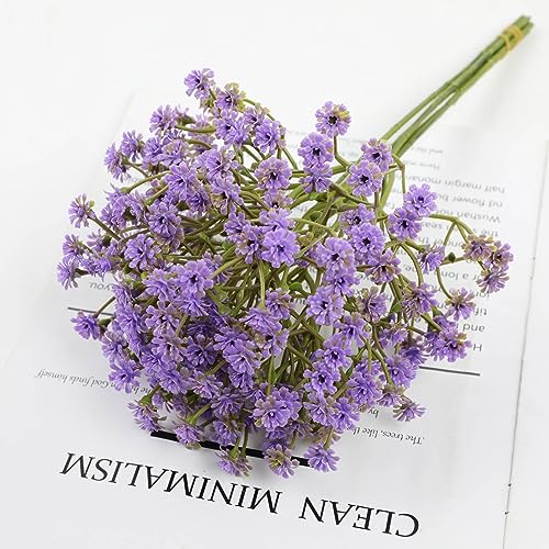15 PCS Babys Breath Artificial Flowers Gypsophila Paniculata Faux Plant for DIY Centerpieces Wedding Party Floral Arrangement Home Decorations (Larger Petals,Purple)