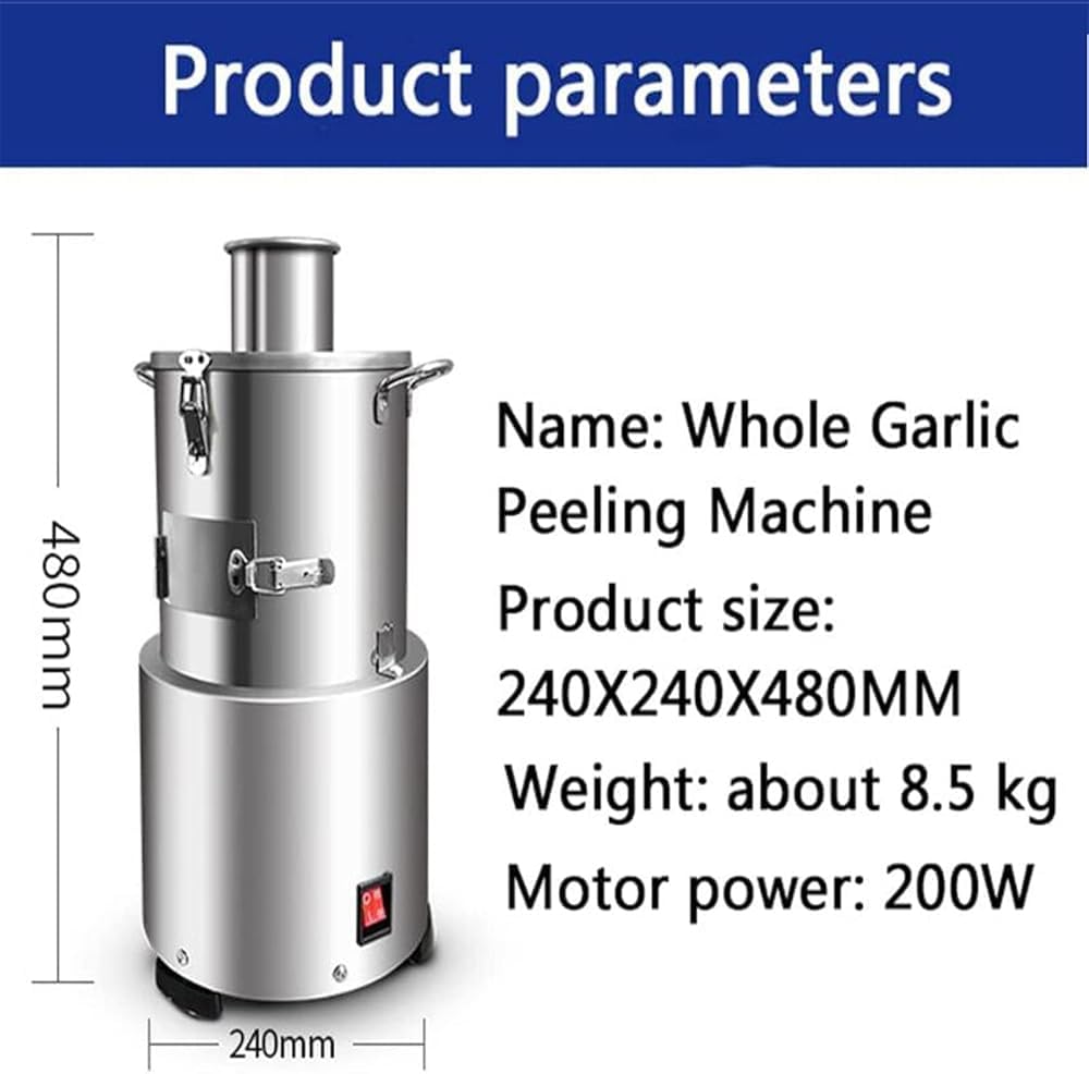 Elektryczna obieraczka do czosnku, stal nierdzewna 200 W, 30 kg/h komercyjny separator całego czosnku do restauracji i użytku domowego