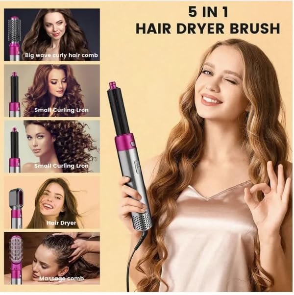 Image of Lapras ๐๐-๐๐๐๐ซ ๐๐จ๐ง๐ -๐๐ข๐๐ ๐๐๐ซ๐ซ๐๐ง๐ญ๐ฒ 5-In-1 Hair Styler Interchangeable Brush Head Hair Dryer Comb, Fast Drying Curling Volumizing Straightening