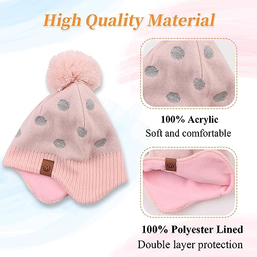 Kids Winter Hat Knit Baby Girl Hats Warm Toddler Beanies for Boys with Pompom3