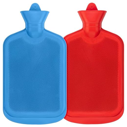 SteadMax Hot Water Bottle, Natural Rubber -BPA Free- Durable Hot Water Bag for Hot Compress and Heat Therapy, Random Colors (2 Pack)