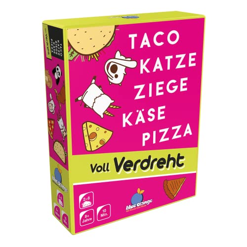 Blue Orange | Taco Katze Ziege Käse Pizza: Voll Verdreht | Partyspiel | Kartenspiel | 2-8 Spieler | Ab 8+ Jahren | 10 Minuten | Deutsch Cover