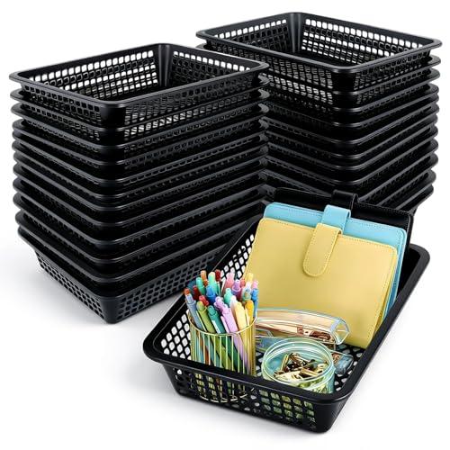 Panier de rangement en maille plastique noir Zhehao pour bureau et papier - Lot de 24