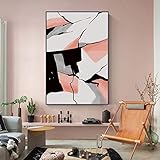 QITEX Tableau toile Decoration Murale Abstrait vert et rose Ruler Canvas Peindre des affiches et imprimer des œuvres d’art murales uniques Photos pour le salon Chambre à coucher décoration 30x40cm