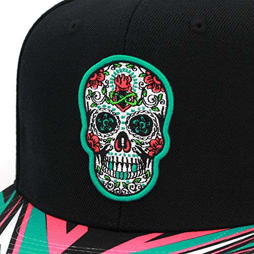 Mitchell & Ness San Antonio Spurs Snapback Hat - Black/Fiesta Skull - Dia De Muertos/Day Of The Dead - Cap For Men #TOP3