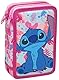 3-Fach Federmäppchen für Stitch Fan – 44-teilig, komplett gefüllt, inklusive Stifte, Bleistifte, Filzstifte, Buntstifte, Scheren – Grundschule und Geschenk – Offizielles Gadget für Kinder