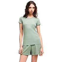 Armani Exchange Maglietta da Donna con Scollo Rotondo, Slim Fit, con Strass A|x, Salvia, S
