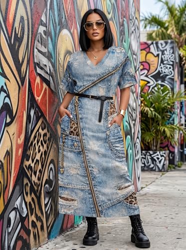 Image of Plus Size Maxi Tshirt Dress for Women Short Sleeve Dresses Loose Fit Summer