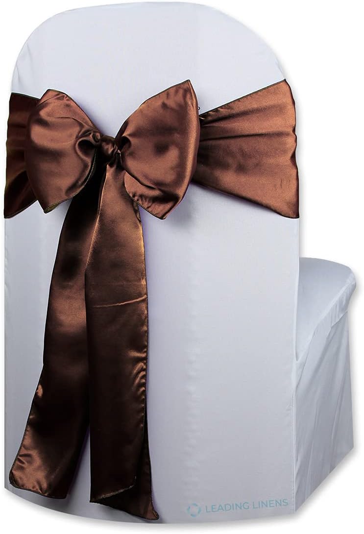 Satin Bow Sash Chair Cover Decoration - Elegant Sashes for Weddings, Banquets, Receptions, Special Events, Restaurants, and Parties - 28 Available Color Choices, Set of 20, White