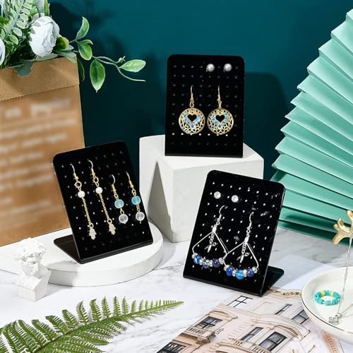 Image of Earrings Holder Acrylic Jewelry Display Rack Stud Earring Organizer for Woman Jewelry (72 Holes black Pack of 4)
