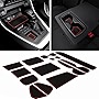 JDMCAR Liner Accessories Compatible with Toyota RAV4 2023 2022 2021 2020 2019, Custom Fit Cup Holder, Center Console, and Door Pockets Rubber Inserts Kit (Red Trim) - 15 PC Set