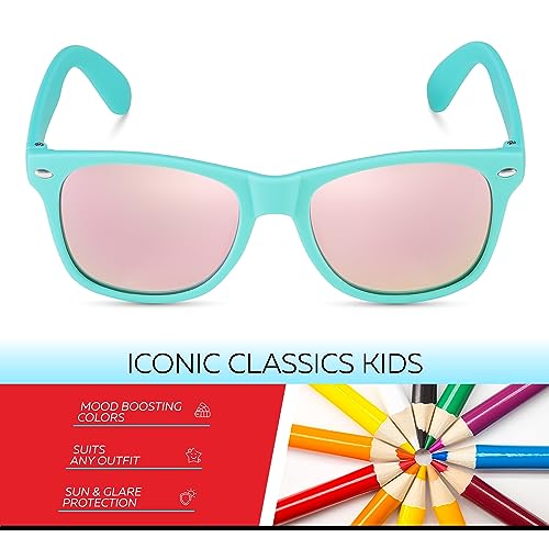 Image of Retro Rewind Kids Sunglasses for Boys Girls Age 3-12 - Shatterproof UV400 Toddler Children Sun Glasses