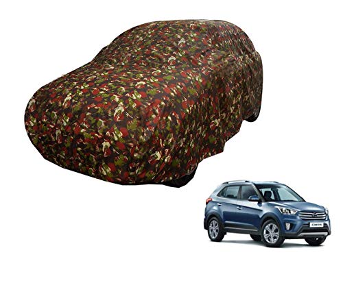 Image of Auto Hub Car Cover Compatible with Hyundai Creta (Model : 2015-2019) with Weather Proof, Triple Stitched, Creta Car Cover Jungle Look