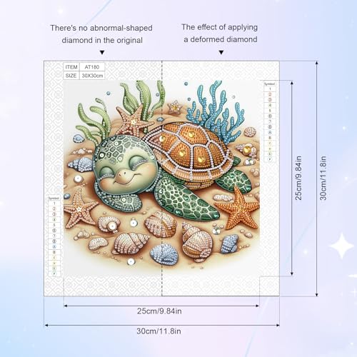 Image of AiYuanzsh DIY Diamond Art Painting Kits for Adults, 5D Special Shape Crystal Rhinestone Diamond Art Kits for Beginners, for Home Wall Decoration Gift 12x12 inch, Turtle Sleeping