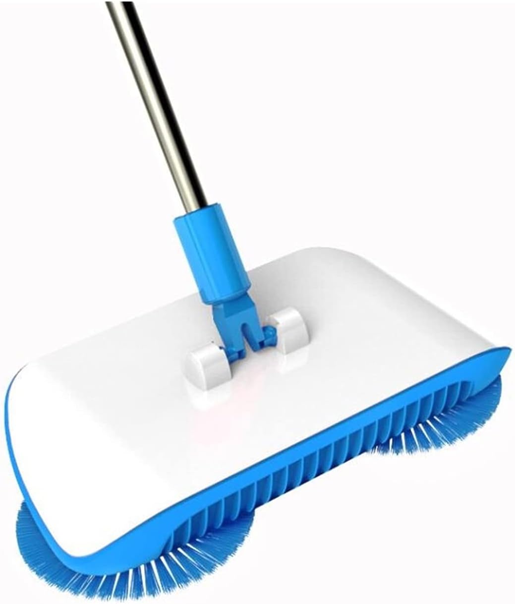 Sweeping Machine Push Type Hand Push Broom Dustpan Stainless Steel Handle Sweeper Mop Household Floor Cleaning Home Cleaner (Color : Red) (Red)