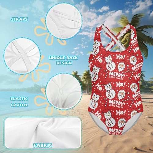 Image of One Piece Swimsuit for Girls Kids Quick Dry Bathing Suit with Crossback Strap Summer Beach Swimwear Size 5T-14