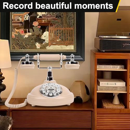 Image of Audio Guest Book Wedding Phone- Record Customized Audio Messages with GuestBook - A Personal and Convenient Way to Preserve Your Special Occasions (Beige Phone)