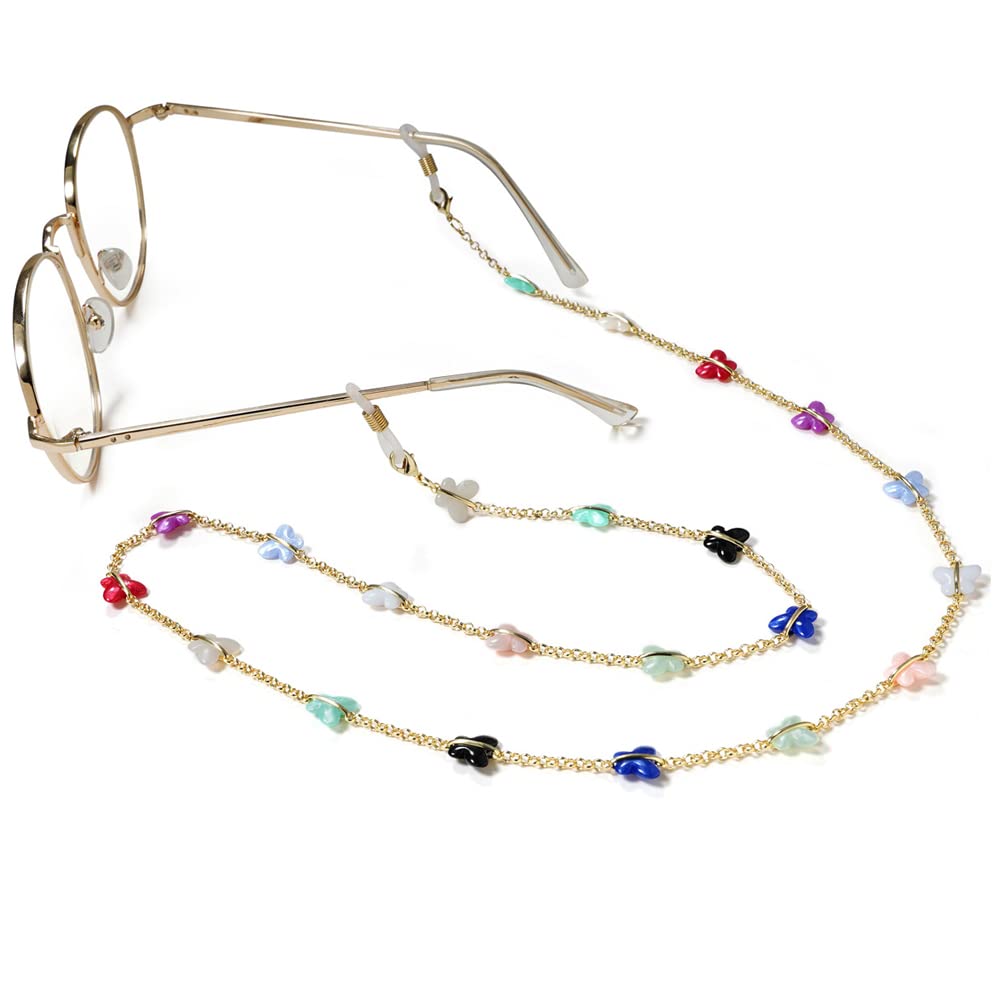 Schlichte, vielseitige Brillenketten, Brillenketten, Sonnenbrillen-Gurthalter, Schmetterlings-Stil, Brillen-Halterkette for Damen(Multicolore)