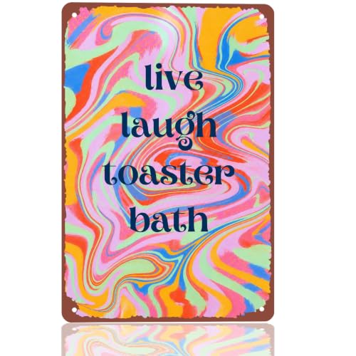 live laugh toaster bath metal sign 8x12 inch