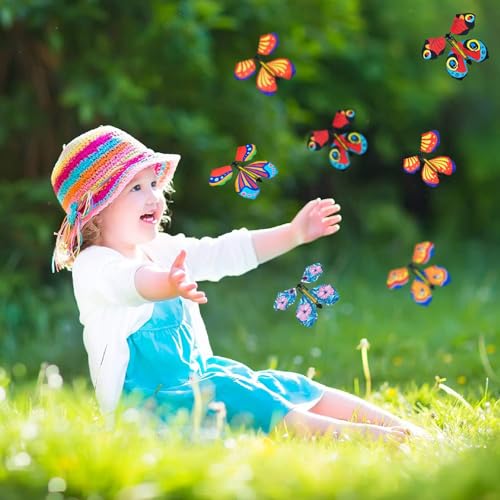 Gleemix 4 Stück Magische Fliegende Schmetterling Spielzeug, Fliegender Schmetterling Züchten Karte, Magic Butterfly Scherzartikel, Zaubertricks Kinder Überraschung Geschenk, für Geburtstag, Hochzeit