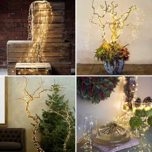 Lichterschweif 2M 400 LED,8 Modi Wasserdichte Wasserfall Lichterkette,Lichterbündel,Weihnachten Lichterkette,Weihnachtsbeleuchtung mit Batterie,Timer,Fernbedienung,Lichterstrang für Innen Außen Deko