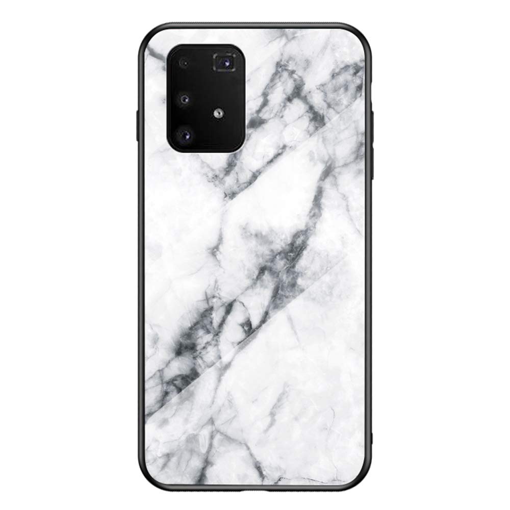 BRAND SET Case for Samsung Galaxy S10 Lite Case Marble Tempered Glass All Inclusive Cover Soft Silicone Edge Hard Case Compatible with Samsung Galaxy S10 Lite-White
