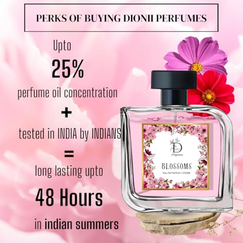 Image of Dionii BLOSSOMS Womens Eau De Parfum Perfume | Long Lasting Floral Fragrance With Neroli & Orange Blossom, 100 ML