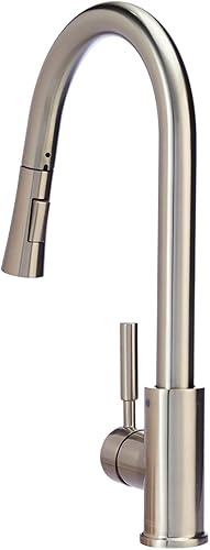 Miniatura 8 de Tienda Basics Grifo rociador desplegable de cocina moderno de un solo mango, níquel satinado