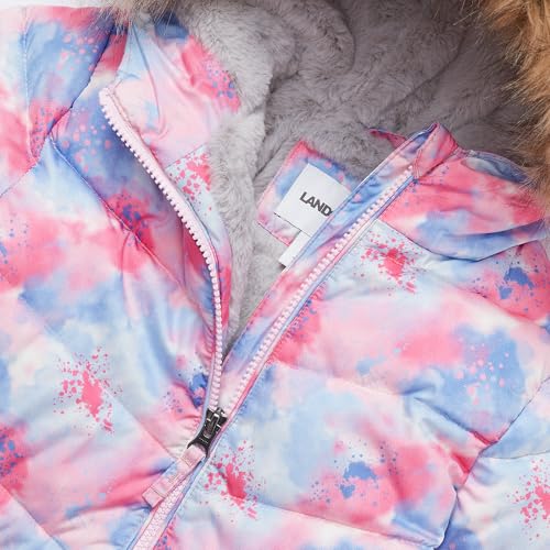 Lands' End Girls Fleece Lined Parka X-Large Pink Cotton Candy Splash3