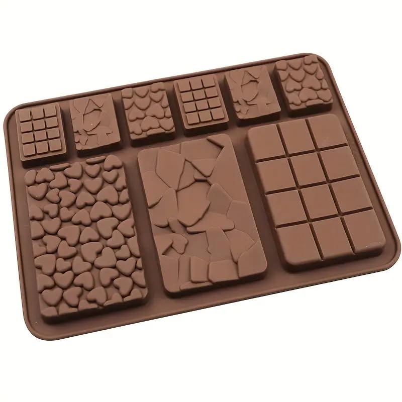 Image of Silicone 9 Cavity Multi Bar Chocolate Mold /Chocolate Making And Shaping Mould /Waffle Shape Chocolate Mould For Jelly, Candy, Fondant,20X15X2.5 Cm