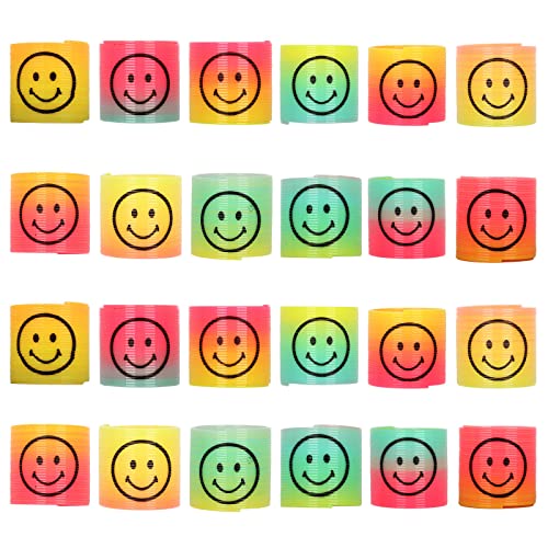 24 Pièces Slinky Rainbow Ressort Jouet Enfant,Magiques Ressort Spiral Bobine Jouet Anti Stress Enfant,Drôle Jouets en Plastique de Ressort,Fidget Toys pour...