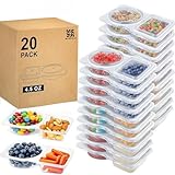 WYSYZJJ 20 paquetes de recipientes reutilizables para aperitivos con tapas, caja de aperitivos para control de cantidad y contenedores de condimentos de 2 compartimentos, adecuados para picnics