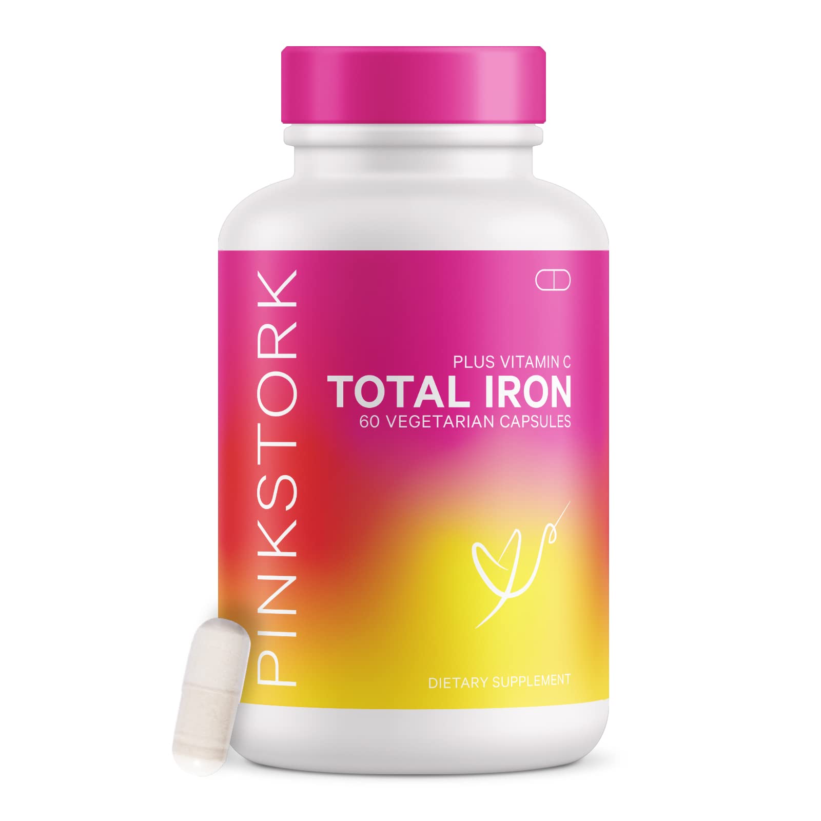 Pink Stork Total Iron: Iron Supplement for Women with Iron Bisglycinate, Vitamin C to Reduce Fatigue + Aid Concentration, ...